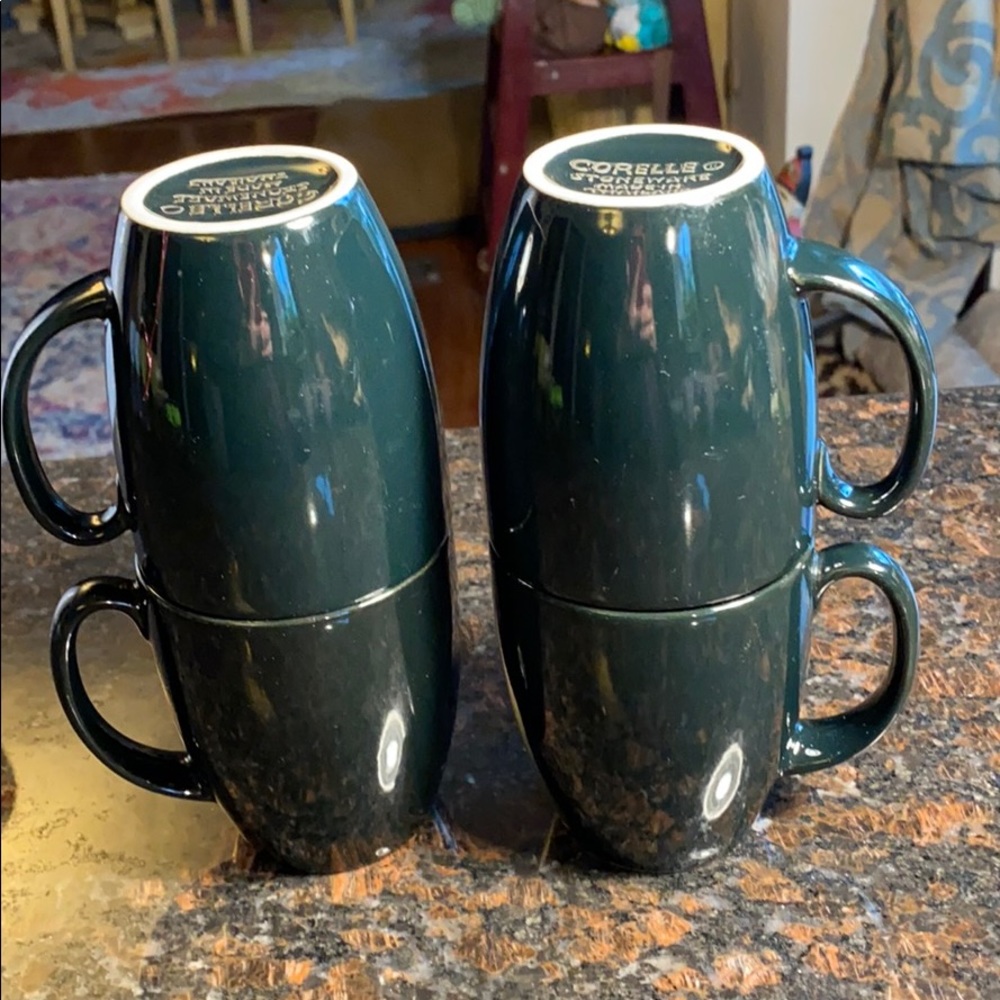 4 Corelle Stoneware 10 oz. Mugs Black